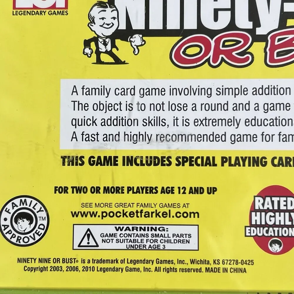 99 Ninety-Nine Or Bust LGI Legendary Games Family Card Game NIB